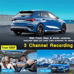 1080P Dashcam met wifi voor auto's, 3-kanaals dashcam voor en achter, 2,0 inch IPS-scherm, loop-opname, G-sensor, WDR, 24-uurs parkeermodus, bewegingsdetectie — thumbnail 5