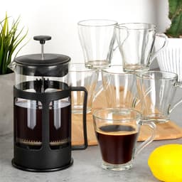 Drinkglazen voor Koffie en Thee met Cafetiere 250 ml / 1 l, 7 delig - Waterglazen - Glazen - Limonadeglazen — thumbnail 2