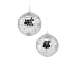 KIMU® 2x Discobal Ø 10 cm Klein - Discobol Spiegelbol Glitterbol Glitter Spiegeltjes Disco Bal Bol Decoratie Planeet Kerstballen Kerstbal Halloween