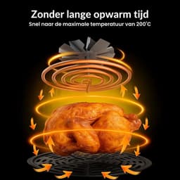 Airfryer 5.5L met Touchscreen – 1500W – 9 Programma’s – Timer & Eigen Instellingen – Heteluchtfriteuse - 80ºC-200ºC – Zwart — thumbnail 5