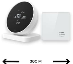 Draadloze thermostaat | Wifi touchscreen | Draadloos 433MHz ontvanger | Tuya Smart Life & spraak | Zwart/Wit — thumbnail 1