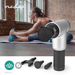 Nedis Sportmassagepistool - Batterij Gevoed - Ingebouwde Lithium-Ion - Oplaadbaar - 6 Massage Modes - 4 Verwisselbare Hulpstukken - Grijs / Zwart — thumbnail 5