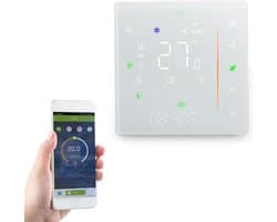Intelligente thermostaat - Wifi programmeerbaar - Temperatuur regelen - Veelzijdige bediening - 10x10x6 cm - Wit