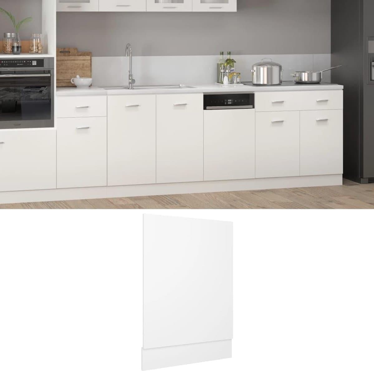 Vaatwasser Paneel - Frontpaneel Vaatwasser - Keuken Integratie - Duurzaam Vervaardigd Hout - 45x67 cm - Wit — afbeelding 1