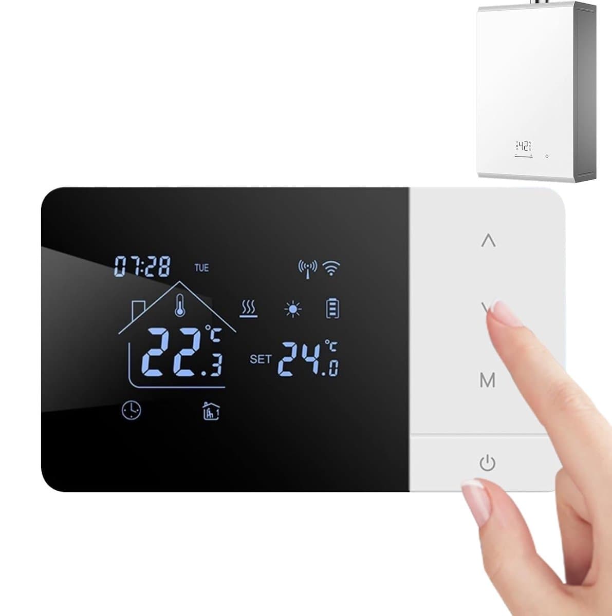 Wifi Thermostaat - Slimme Regelaar - Temperatuur Beheer - App en Spraakbediening - 5-60°C - Zwart Wit — afbeelding 1