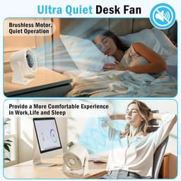Tafelventilator, 3-in-1 USB-ventilator, stille tafelventilator, mini-ventilator, 5 snelheden, campingtafelventilator met accu, 360 graden instelbaar, voor keuken, slaapkamer, camping, kantoor, outdoor — thumbnail 5