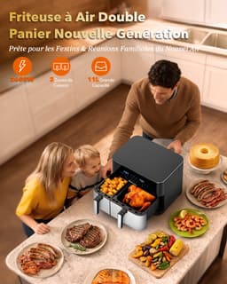Dubbele Airfryer XXXL - 11 L - Nieuw 2026 Model - 80 tot 200 Graden - 2600 W Vermogen - Dual Zone Technologie — thumbnail 3