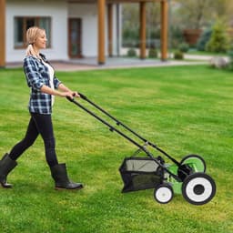 Handgrasmaaier - Tuinmaaier - Gazon Onderhoud - 9 Hoogteposities - 40 cm Maaibreedte - Groen — thumbnail 5