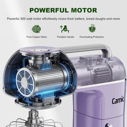 Kneedmachine Keukenmachine - Bakmachine Deegmixer - Zelf Bakken Thuis - Krachtige 7 Liter Kom - 300 Watt Vermogen - Lichtpaars — thumbnail 2