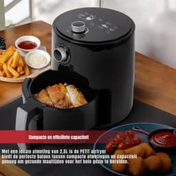 QORA® Mini airfryer - Airfryer - Airfryer klein - Zwart - ‎27cm x 27cm x 32cm — thumbnail 3