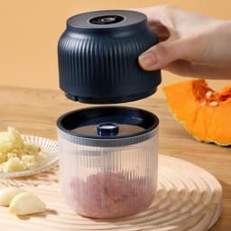 Elektrische Hakker - Keukenmachine Mini - Maaltijden Voorbereiden - Snoerloos Opladen - 300 ml - Blauw — thumbnail 3
