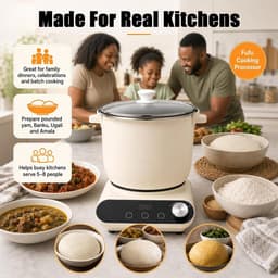 Automatische Swallow Maker - Fufu Machine Yam - Eenvoudig Koken - Krachtige 900W Motor - 7L Capaciteit - Wit — thumbnail 4