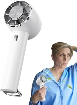 Draagbare ventilator, koelapparaat met ijskompres voor reizen, persoonlijke ventilator voor buiten, voor thuis, camping, rugzakreizen, wandelen, picknick, slaapzalen - wit — thumbnail 1
