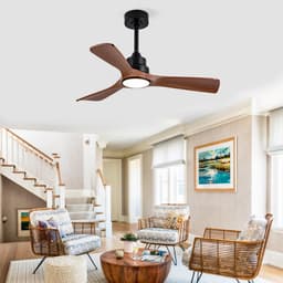 HAUSS SPOLE Plafondventilator – Met Verlichting En Afstandsbediening – 42 Inch – ABS – Zwart En Donker Walnoot – Voor Slaapkamer En Terras — thumbnail 1