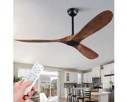 HAUSS SPOLE Ventilator – 60 Inch Zonder Licht Met Afstandsbediening – ABS – Zwart En Donker Walnoot – Voor Slaapkamer Terras En Woonkamer