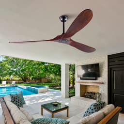 HAUSS SPOLE Ventilator – 70 Inch Zonder Verlichting – Metaal En Hout – Zwart En Donker Walnoot – Plafondventilator Met Afstandsbediening — thumbnail 1