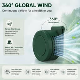 Mini Ventilator - Clip-On Ventilator - Handventilator - 3 Snelheidsinstellingen - Nekventilator - Oplaadbaar via USB - Portable Clip Fan - Stille Ventilator - Tafelventilator Waaier Handwaaier - Ideaal voor op reis, kamperen of reizen - Groen — thumbnail 3