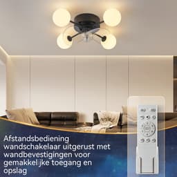 Glitzerlife - Plafond ventilator met verlichting Plafondlamp Ventilatorlamp - 4xG9 fitting - Stille plafondventilator DC motor 6 snelheden - afstandsbediening timerfunctie - modern design PC metaal - Ø50cm - wit — thumbnail 4