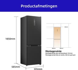 CHiQ CBM310NGC - Koel-vriescombinatie - 308 Liter - No Frost - Ultrasstil 33 dB - Plat ontwerp - Digitaal LED Display - C - 12 Jaar Garantie op Compressor - 2026 Nieuw — thumbnail 5