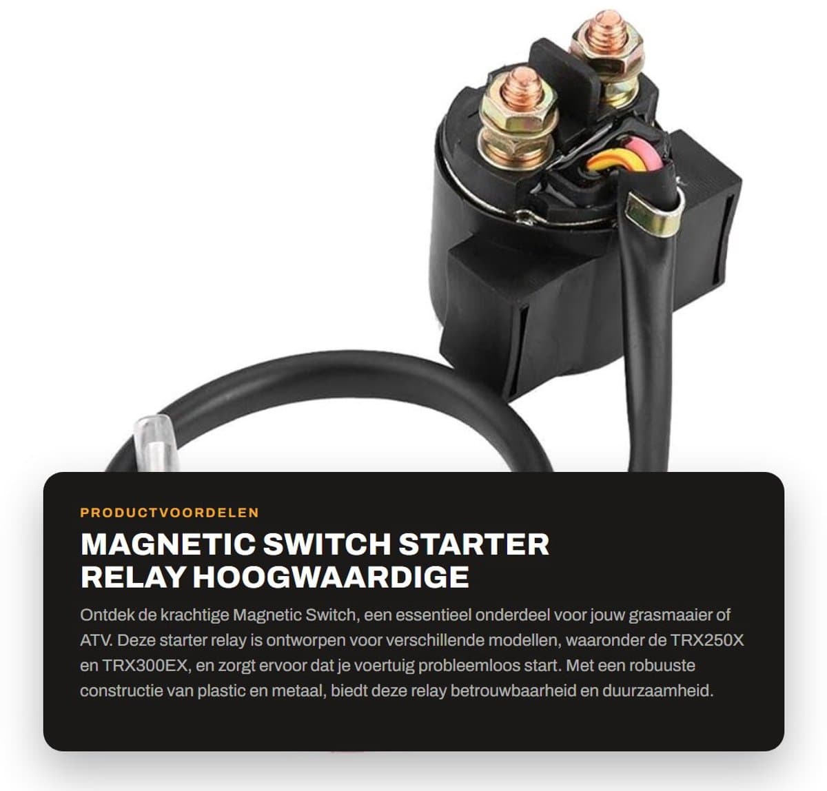 Dailygoods- Magneetschakelaar 12 V - Startrelais - Motorrelais - Grasmaaierrelais - ATV/Motorfiets Starter - Vervanging voor 250X/300EX - Gewicht 110 g — afbeelding 1