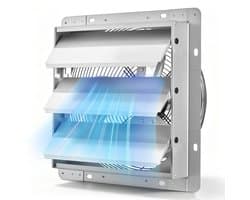 VEVOR 312mm Afzuigventilator met Lamellen, Industriële Wandventilator, 34W, Stalen Behuizing, Wandmontage, 2124m³/h, 1400rpm, Stille Werking, Ventilatie + Koeling voor Garage, Kas, Werkplaats, Stal