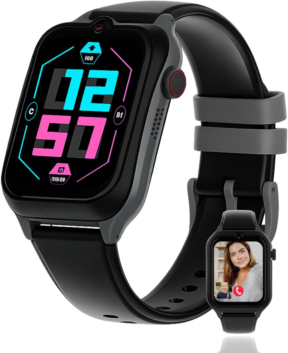 WB Goods Kinder Smartwatch - GPS Horloge Kind - Smartwatch Kinderen - Kinder GPS Tracker - 4G & SMS - Zwart - Met Nederlandse Taal — afbeelding 1