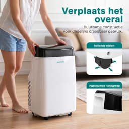 Mobiele airco 7000 BTU – Met WiFi en app – Ontvochtiger – Ventilator – Met raamkit — thumbnail 4