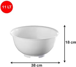 Polypropyleen Mengkom - Beslagkom Keuken - Voedsel Bereiden - Hittebestendig - 39.5 cm 11L - Wit — thumbnail 5