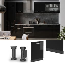 Vaatwasserpaneel - Frontpaneel Vaatwasser - Keuken Integratie - Interne Bediening - 60 cm breed - Zwart Hoogglans — thumbnail 3