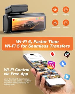 Dashcam voor auto - Zwart - 8,5 x 5,1 x 4,5 cm - 4K+1080P Dual Camera met WiFi 6 en Nachtzicht - Met 3 inch IPS Display — thumbnail 4