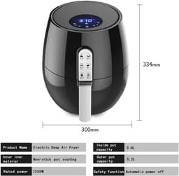 Airfryer XXL - Hete Lucht Friteuse - Gezond Frituren - Olievrij Bakken - 5.2 liter - Zwart — thumbnail 5
