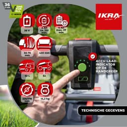 IKRA Bosch 36 V 3-in-1 accu-grasmaaier IB-LM 43 met mulchfunctie, voor gazons tot circa 600 m² – inclusief accu (4,0Ah) en oplader — thumbnail 4