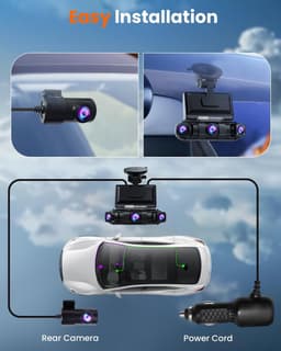 360° Dash Cam - Zwart - 4 Kanalen - Draadloze 2K Autocamera met Nachtzicht - Voor Auto's — thumbnail 3