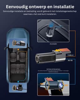Zavio® Dashcam voor Auto - Auto Camera - Dashcam Voor en Achter Draadloos — thumbnail 3