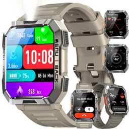 Blackview Outdoor Smartwatch W60 - Square Smart watch Heren- Robuust Smartwatches Dames - Sport Horloge - Zaklamp | Kompas | Gezondheidsmonitor | Bluetooth Bellen Hartslagmeter | Saturatiemeter - Geschikt voor Android en iOS - Khaki — thumbnail 1