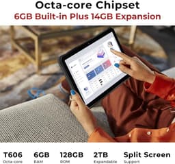SnelShoppen - Outdoor Tablet 11 Inch met 20080 mAh Batterij, 20 GB RAM, 256 GB ROM, IP68 Waterdicht, 4G LTE, 5G WiFi, GPS, Perfect voor Camping en Avo — thumbnail 3
