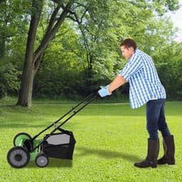 Handgrasmaaier – Handmaaier – Kooimesmaaier – Duwgrasmaaier – Gazonmaaier – 50,8 cm Maaibreedte – 9 Instelbare Maaihoogtes – 65-Mangaan Stalen Messen – Met Opvangzak – Groen — thumbnail 4