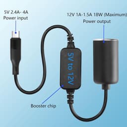 SnelShoppen - USB-C naar 12V Sigarettenaansteker Adapter, 30cm Krachtige Oplaadkabel voor Dashcam, GPS, LED Verlichting en Auto Elektronica - 18W Max — thumbnail 2