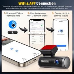 SnelShoppen - 4K Dual Dashcam voor Voorkant en Achterkant, 5GHz WiFi, G-Sensor, Nachtzicht, 3.19" HD Scherm, 24-Uur Parkeerstand, Loopopname — thumbnail 3