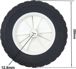 SnelShoppen - 2x Ø200mm Vervangwielen voor Grasmaaier, Kar, Luchtcompressor, Rubber Loopwielen, 12.7mm Asdiameter, Duurzaam en Gripvast — thumbnail 4