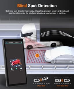 Thijox - Vrachtwagenspiegel Dashcam met 2 Achteruitrijcamera's, 10,36 Inch Verticaal Scherm, IP67, BSD-systemen, DVR, Loopopname voor Vrachtwagen en B — thumbnail 2