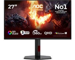 AOC G4 Q27G4SDR - QHD OLED Gaming Monitor - 360hz - HDMI 2.1 - USB-hub - 27 inch