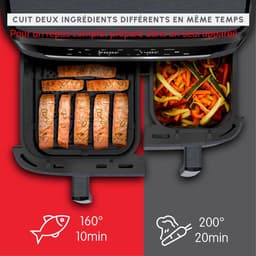 Airfryer Dubbele Mand - Heteluchtfriteuse XXL - Grote Maaltijden Bereiden - Synchroon Koken - 11 Liter Capaciteit - Zwart — thumbnail 5