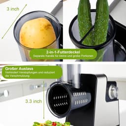 Elektrische Kaasrasp - Keukenmachine - Snel Ingrediënten Snijden - 7 RVS Bladen - 30 cm Hoog - Zwart — thumbnail 2
