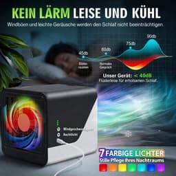 Luchtkoeler - Mobiele airco zonder afvoerslang, mini-luchtkoeler met waterkoeling, stille USB-C-ventilator, 3 snelheden, draagbare luchtkoeler voor slaapkamer, kantoor en auto, tafelventilator, compact（zwart） — thumbnail 4