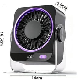 Bureauventilator, stille bureauventilator, USB oplaadbare 4000mAh batterij, 5 windsnelheden, mini ventilator — thumbnail 2