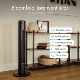 Bloomfold Toren Ventilator - 38 inches - Zwart - Afstandsbediening - Slaapstand - 12 uur Timer - Full Led Display — thumbnail 2