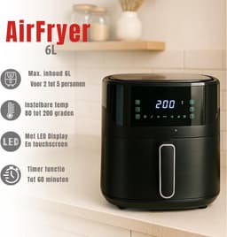 Florixa® Airfryer xl - Airfryer xxl - Heteluchtfriteuse - Zwart- 39cm x 29cm x 34cm — thumbnail 5