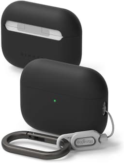 Ringke Silicone Hoesje Geschikt voor Apple AirPods Pro 3 - Siliconen Cover - Karabijnhaak - Case Zwart — thumbnail 1