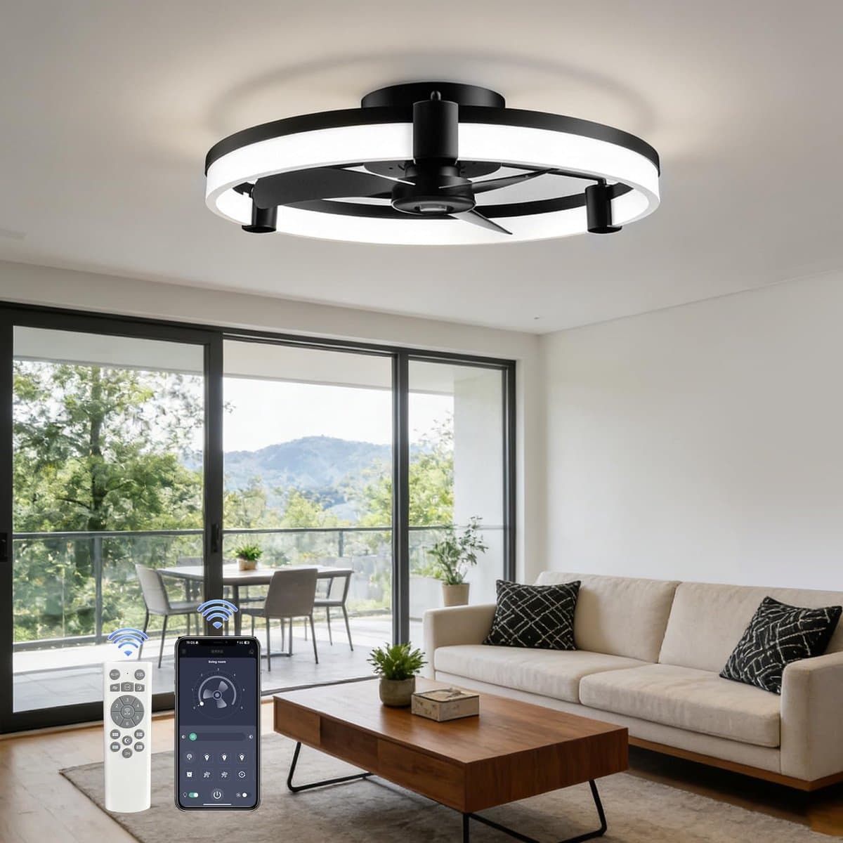Plafondventilator met Verlichting – LED Lamp en Ventilator in 1 – Dimbaar 3000K-6500K – Afstandsbediening – 6 Snelheden – Zomer- en Winterstand – Stil en Energiezuinig — afbeelding 1